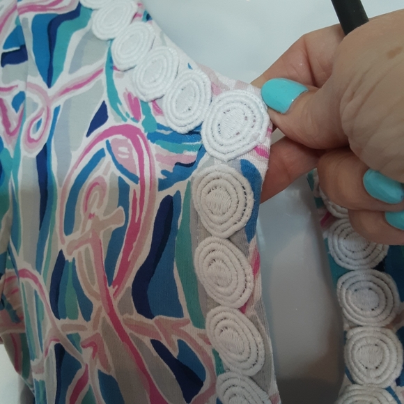 Lilly Pulitzer Rebel Skim Blue Short Sleeve Skort Romper - Picture 4 of 12